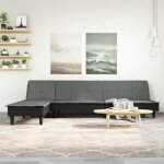 Vidaxl canap - lit en forme de l gris fonc 255x140x70 cm tissu 3157257
