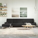 Vidaxl canap - lit en forme de l noir 255x140x70 cm similicuir 3157265