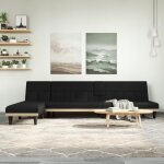 Vidaxl canap - lit en forme de l noir 255x140x70 cm tissu 3157228