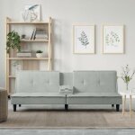 Vidaxl canap - lit avec porte - gobelets gris clair velours 351920