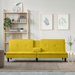 Vidaxl canap - lit avec porte - gobelets jaune velours 351925