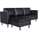 Vidaxl canap sectionnel  3 places cuir synthtique noir