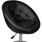 Vidaxl fauteuil rtro capitonn noir acier finition chrome poli chaise de club 240449