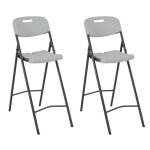 Vidaxl chaises de bar pliables 2 pcs pehd et acier blanc