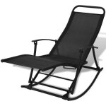 Vidaxl chaise  bascule de jardin acier et textilne noir