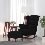 Vidaxl chaise  bascule avec pieds en bois et tabouret fauteuil de salon relaxation meuble de salle de ...