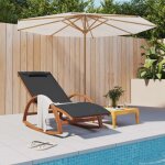 Vidaxl chaise � bascule textil�ne gris et bois de peuplier massif 363472