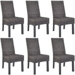 Vidaxl 6x chaise de salle � manger rotin kubu bois de manguier d�ner cuisine 275468
