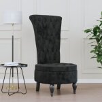 Vidaxl chaise à dossier haut noir velours conception de bouton 352468 Vidaxl chaise à dossier haut noir velours conception de bouton 352468