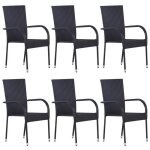 Vidaxl chaises empilables dextrieur 6 pcs rsine tresse noir