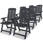 Vidaxl chaises inclinables de jardin 6 pcs plastique anthracite