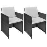 Chaises de jardin - vidaxl - noir - rsine tresse - 2 pcs - coussins amovibles
