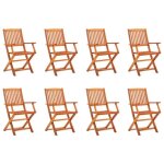 Vidaxl chaises de jardin pliables 8 pcs bois deucalyptus massif Vidaxl chaises de jardin pliables 8 pcs bois deucalyptus massif