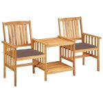 Vidaxl chaises de jardin avec table � th� et coussins acacia solide
