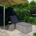 Vidaxl chaise longue avec coussin et table  th rsine tresse gris