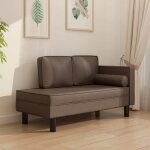 Vidaxl chaise longue avec coussins et traversin marron similicuir 340697