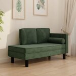 Vidaxl chaise longue avec coussins et traversin vert fonc� velours 340705
