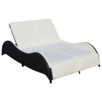 Vidaxl chaise longue double avec coussin r�sine tress�e noir