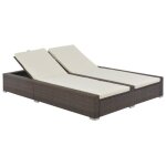 Vidaxl chaise longue double r�sine tress�e marron