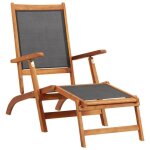 Vidaxl chaise longue bois dacacia solide et textil�ne
