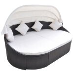 Vidaxl chaise longue de jardin avec auvent r�sine tress�e marron