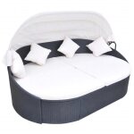 Vidaxl chaise longue de jardin avec auvent rsine tresse noir
