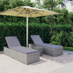 Vidaxl chaises longues de jardin table  th 3 pcs rsine tresse gris