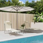 Vidaxl chaises longues pliables 2 pcs cr�me textil�ne et acier 360185