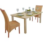 Chaises  manger - vidaxl - lot de 2 - rotin authentique - bois massif - style contemporain
