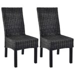 Vidaxl chaises � d�ner 2 pcs noir rotin kubu et bois de manguier