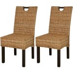Chaises  manger - vidaxl - lot de 2 - rotin kubu - bois de manguier - style contemporain