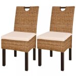 Chaises  manger - vidaxl - lot de 2 - rotin kubu - bois de manguier - style contemporain