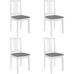 Vidaxl 4x bois solide chaises � d�ner avec coussins blanc cuisine repas 247637