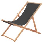 Vidaxl chaise plage pliante tissu gris jardin patio terrasse balcon fauteuil 44001