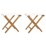 Vidaxl chaises pliables 2 pcs bois de teck solide et tissu blanc cr�me