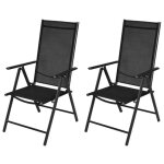 Vidaxl chaises pliables de jardin 2 pcs aluminium et textilène noir Vidaxl chaises pliables de jardin 2 pcs aluminium et textilène noir