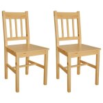 2 pcs chaise salle � manger en bois naturel 241514