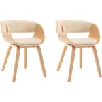 Vidaxl chaises de salle  manger 2 pcs crme bois courb et similicuir