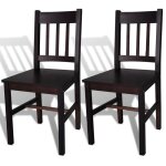 Vidaxl 2x bois de pin chaise salle  manger marron fonc chaise de cuisine 241516