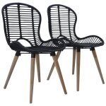 Vidaxl 2x chaises de salle  manger rotin naturel noir salon cuisine maison 246807