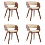 Vidaxl chaises de salle � manger 4 pcs cr�me bois courb� et similicuir