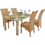 Chaises de salle  manger - vidaxl - lot de 4 - bois de manguier massif - rotin authentique - confortables ...