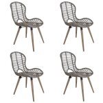Vidaxl 4x chaises de salle  manger rotin naturel marron salon cuisine maison 246854