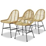 Vidaxl chaise de salle � manger 4 pcs rotin naturel