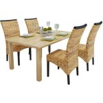 Vidaxl chaises de salle  manger 4pcs bois solide de manguier et abaca