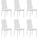 Vidaxl 6x chaise de salle  manger cuir artificiel blanc chaises de cuisine 275436