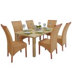 Chaises de salle  manger - vidaxl - lot de 6 - marron - rotin naturel - style contemporain