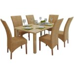 Chaises de salle  manger - vidaxl - lot de 6 - rotin naturel - bois massif - confortables