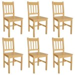 6 pcs chaise salle � manger en bois naturel 271498