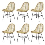 Vidaxl chaise de salle � manger 6 pcs rotin naturel